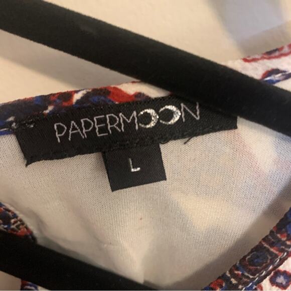 PaperMoon Patterned Cold Shoulder Ruffle Sleeve Mini Dress Large - Picture 9 of 11